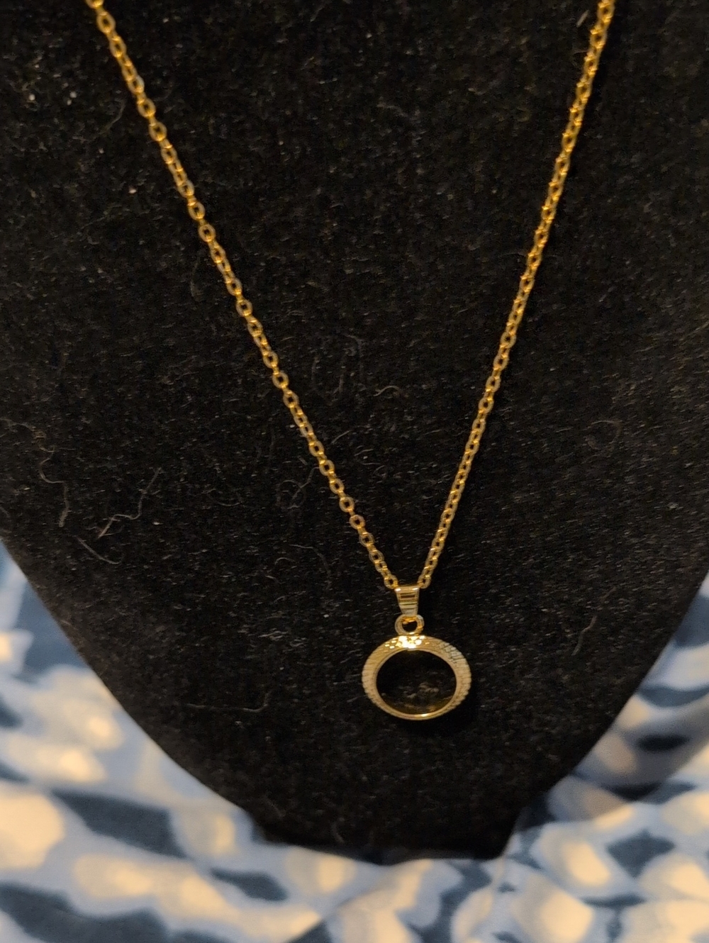 Gold Stainless Steel Circle Pendant Necklace